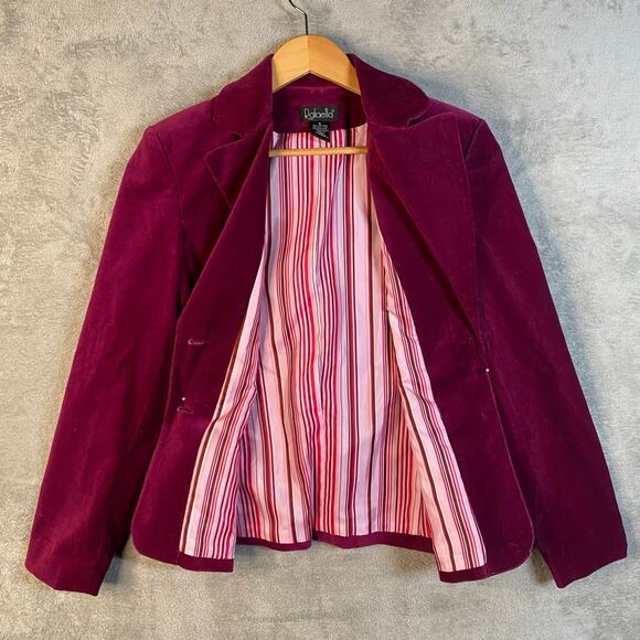 Vintage Y2k Velvet Blazer Jacket Size 6 Two Button Preppy Academia‎ Office Siren - Picture 3 of 13